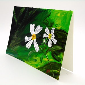 Carte de voeux fleurs peint à la main, carte de Marguerite, fait à la main Floral carte de voeux, anniversaire, anniversaire, Merci, Get Well Soon, juste parce que