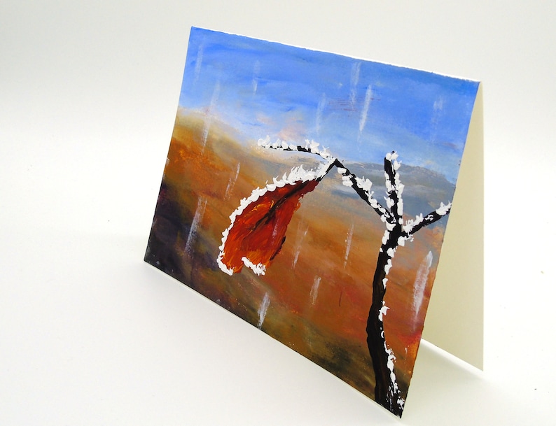 Original Acrylic 5x7 Painting Hand Painted Christmas Card Birthday Handpainted Blank Greeting Card Winter Greeting Card Thank-you Card