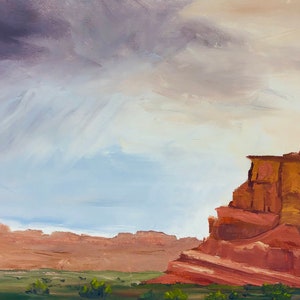 Original 5x7 Oil Landscape Painting, Utah Mesa Art, Small Unframed Oil Painting, Arches National Park
