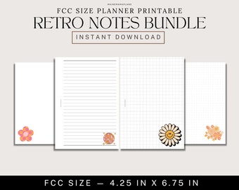 FCC Retro Notes BUNDLE for Franklin Covey Compact Size Planner Lined Grid Dot Grid Notes Pages for fcc | Printable Instant PDF Download