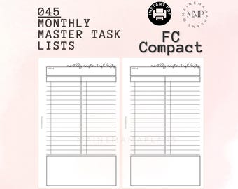 May include: Two printable monthly master task list pages with a focus section at the top and a large blank space at the bottom. The text "monthly master task lists" is written in cursive at the top of each page.