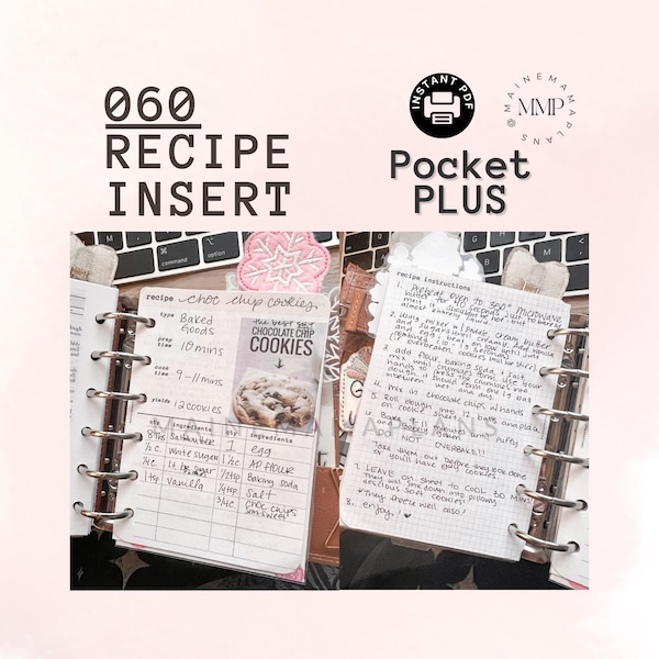 060 - Pocket PLUS: Rezeptbeilage Instant PDF Druckbares Download Rezept Canon Ivy Kompatibles Printable Insert Pocket + Kochplaner