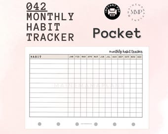 042 - Tasche: Monatliche Habit-Tracker Beilage Instant PDF Druckbare Download Monatliche druckbare Liste Taschenringe Tracker Einsätze VDS Gillio LV