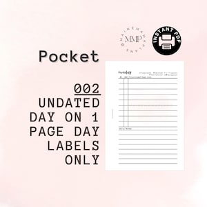 002 - ポケット: 日付なしのデイリー、日付ラベルのみ (スケジュールなし) 印刷可能 ダウンロード ポケット リング プランナー デイリー 印刷可能 1 ページに 1 日 DO1P