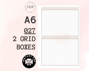 027 - A6: 2 Grid Boxes Insert Instant PDF Printable Download Grid Notes Printable List Insert A6 Rings Inbox Note Planner Insert