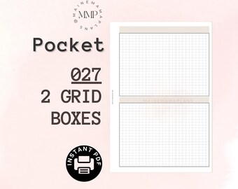 027 - Pocket: 2 rastervakken invoegen Instant pdf-afdrukbare download Rasternotities afdrukbare lijst invoegen zakringen inbox notitieplanner invoegen