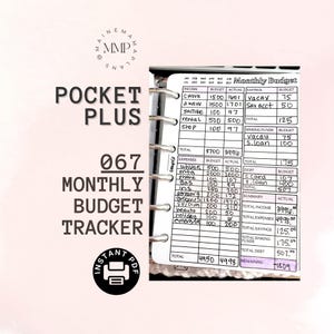 Może przedstawiać: Miesięczny planer budżetu w formacie kieszonkowym. Planer zawiera sekcje na dochody, wydatki, oszczędności i fundusze rezerwowe. Został zaprojektowany, aby pomóc użytkownikom w śledzeniu swoich finansów i utrzymaniu budżetu.