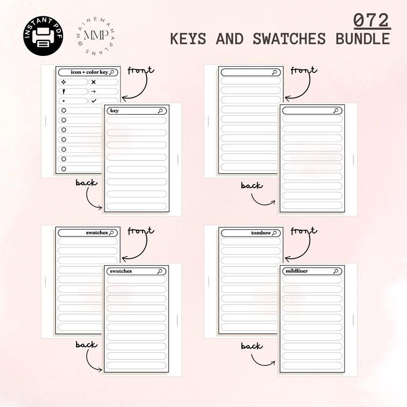 072 - Pocket PLUS: Keys and Swatches BUNDLE Instant PDF Printable ...