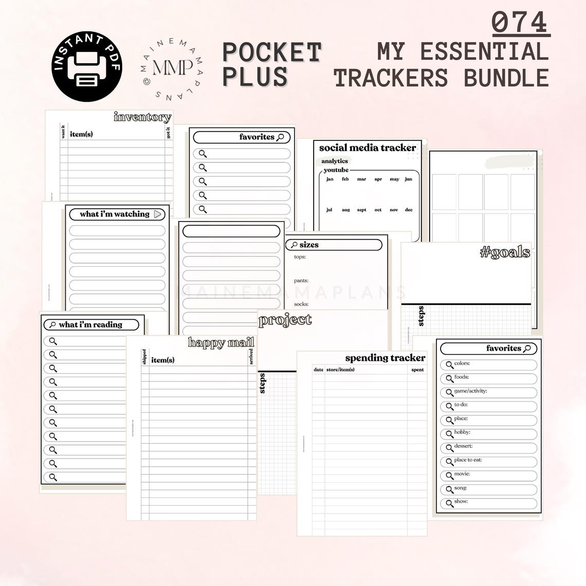 Tracker List.pdf 074 - Pocket PLUS: My ESSENTIAL Trackers BUNDLE Instant Pdf Printable ...