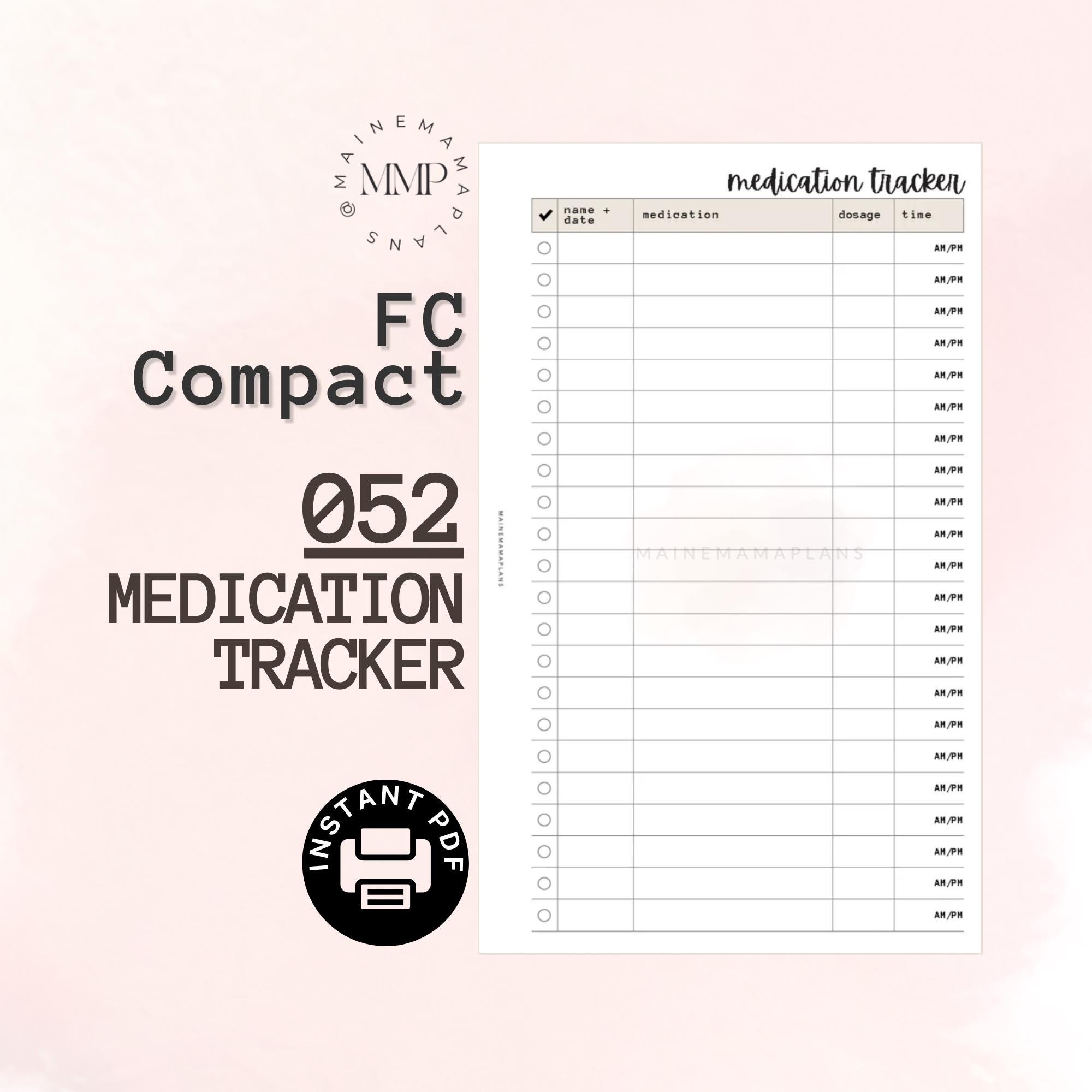 052 - FC Compact: Medication Tracker Instant PDF Printable Download ...