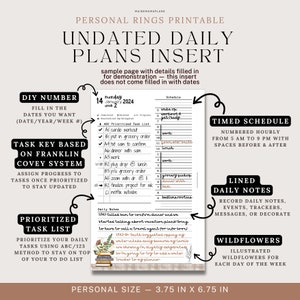 Personal Ring UNDATED Daily Insert Printable Day on 1 page DO1P Planner Insert Printable Personal Planner Inserts Pdf Download for Planners image 5