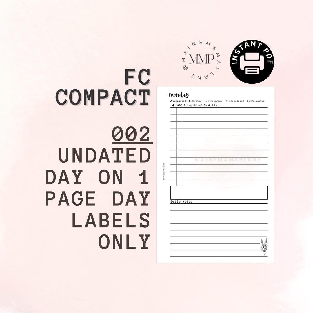 002 - FC Compact: UNDATED Daily With Day Labels Only (no Schedule ...