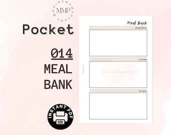 014 - Pochette : pochette pour banque de repas PDF instantané à imprimer à télécharger Guide d'idées de recettes à imprimer pour liste déroulante Anneaux de poche pour plan de cuisine