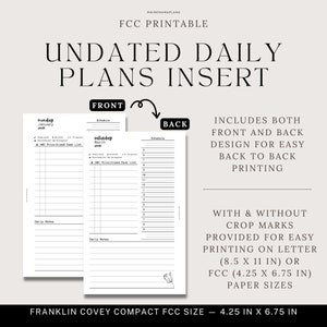 Undated Daily Insert Franklin Covey Compact FCC Rings Printable FCC ...