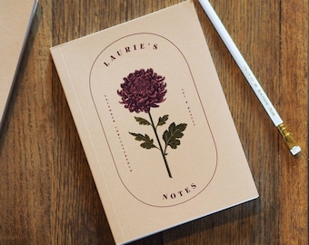 Personalised Notebook - Birth Flower Notebook - Birth Month Flower Gift