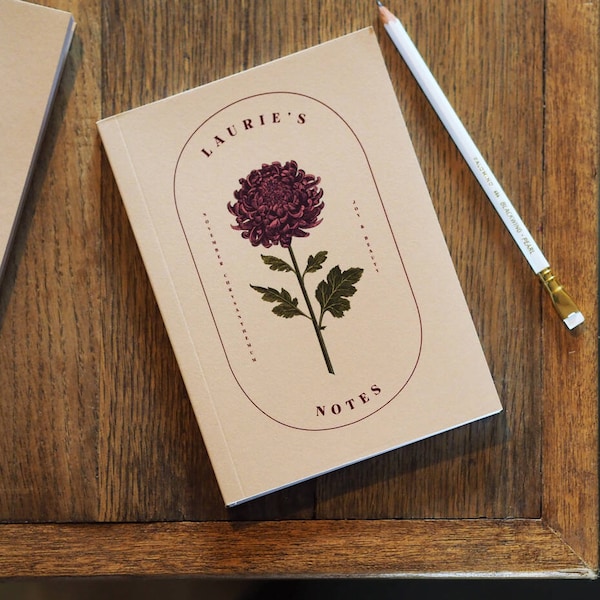 Personalised Notebook - Birth Flower Notebook - Birth Month Flower Gift