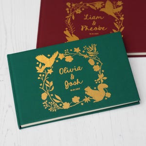 Personalised Woodland Themed Wedding Guest Book - Hardcover Guestbook - Personalised Guestbook - Personalised Visitors Book
