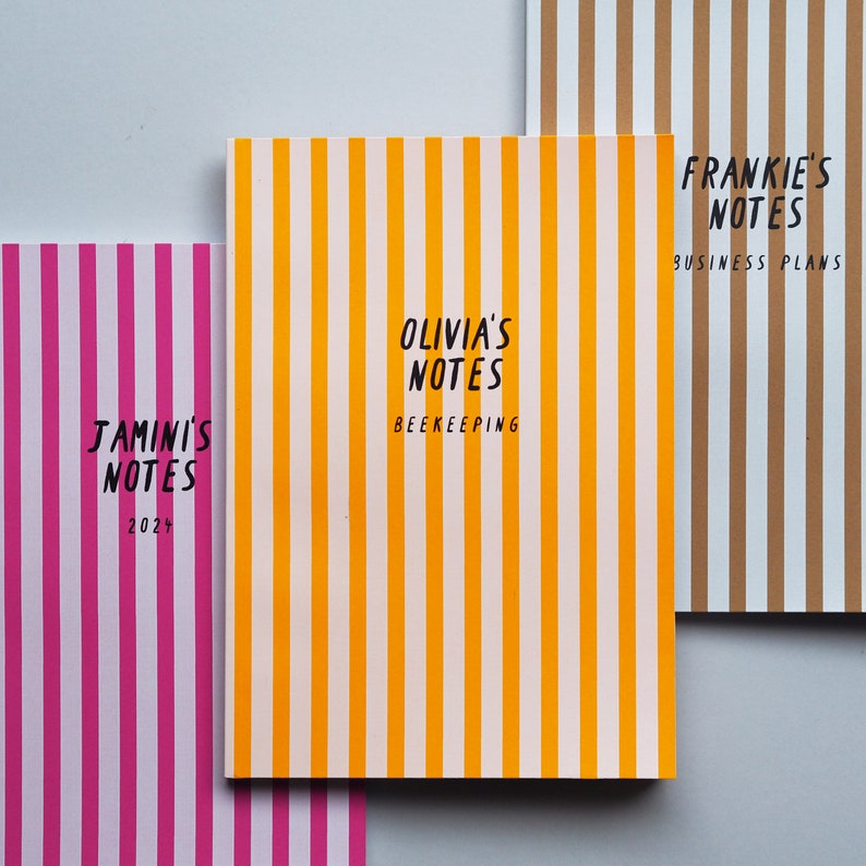 Personalized A5 Striped Notebook: Custom Journal - Etsy