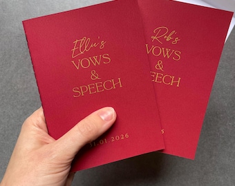 Personalised Wedding Speech Notebook, Personalised Wedding Vow Notebook, Speech and Vow Notebook