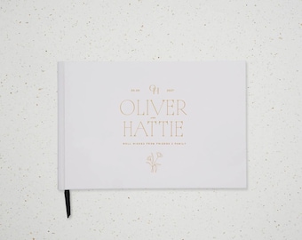 A5 A4 Personalised Wedding Guest Book, Hardcover Guestbook, Personalised Spine Guestbook, A5 A4 Guestbook. Design: Hattie