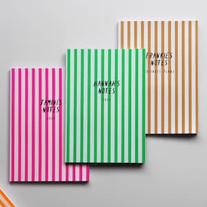 Personalised Notebook, Striped Notebook, A5 Notebook, Personalised Journal, Custom journal