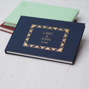 Personalised Gold Foil Geometric Frame Wedding Guest Book - Hardcover Guestbook - Personalised Guestbook - Personalised Visitors Book