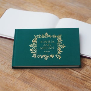 Personalised Botanical Gold Foil Wedding Guest Book - Hardcover Guestbook - Personalised Guestbook - Personalised Visitors Book
