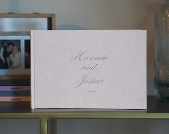 Libro degli ospiti per matrimonio con calligrafia personalizzata - Libro degli ospiti con copertina rigida - Libro degli ospiti personalizzato - Libro degli ospiti piatto - Libro dei visitatori personalizzato