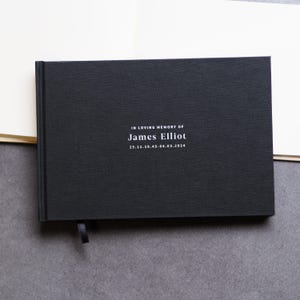 Personalised Condolences Book - Hardcover Guestbook - Personalised Guestbook - Lay-flat Guestbook -Personalised Visitors Book