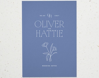 A5 Personalised Wedding Planning Notebook, A5 Softcover Notebook, Wedding Notes, Wedding Plans Notebook, Design: Hattie