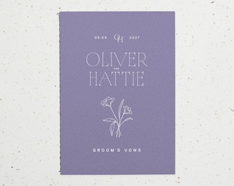 A6 Pocket Wedding Notebook, Speech Notebook, Wedding Vows Notebook. Design: Hattie