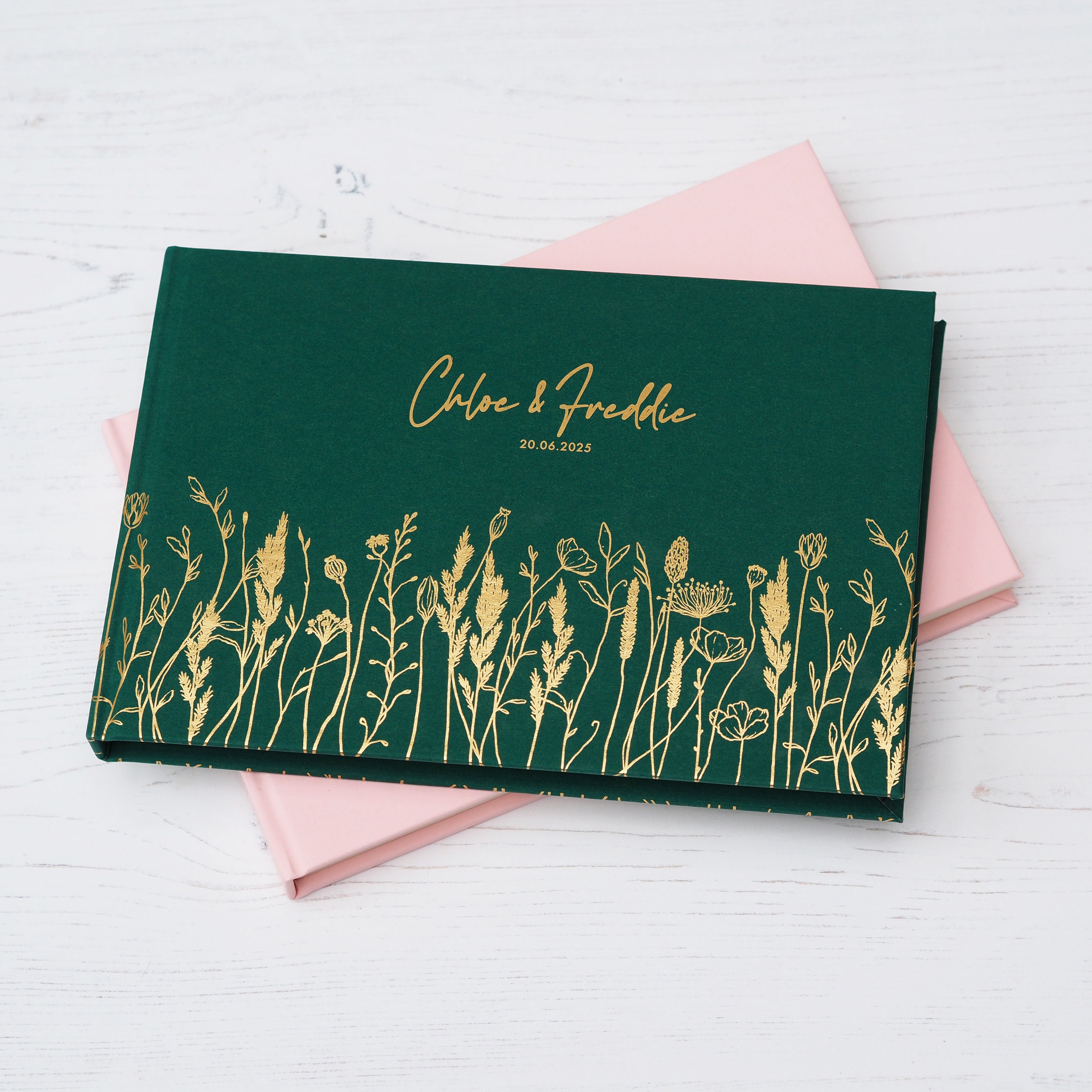 Personalised Wildflower Summer Meadow Wedding Guest Book - Hardcover Guestbook - Personalised Guestbook - Personalised Visitors Book