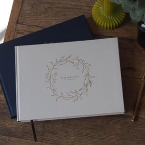 Personalized Wedding Guest Book: Gold Foil Vine, Hardcover Guestbook