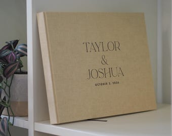 Personalised Wedding Guest Book, Linen Embossed Paper Wedding Guestbook, Custom Guestbook
