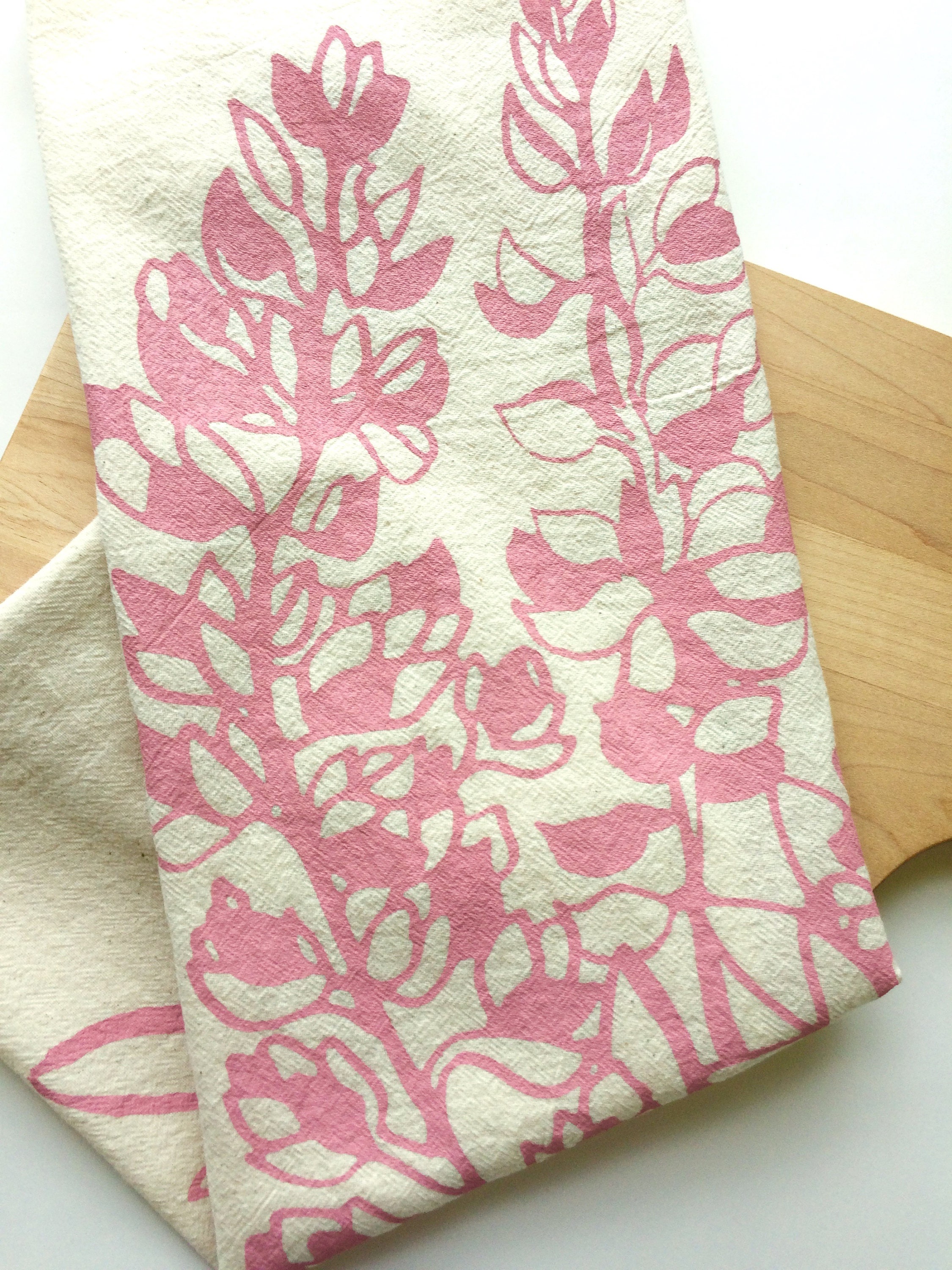 Hand printed Tea Towel Lupine Flour Sack Towel Kitchen Etsy