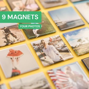 Personalized Gift - 9 Custom Photo Magnets 2x2" | Gift for Couples| Holiday Gift |  Custom Fridge Magnets | Birthday Gift