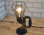 Steampunk Steel Lamp Metal Cage Luminous Kit Desk Lamp Connect Desk Lamp Bronze Fitting and Vintage Edison LED Lamp