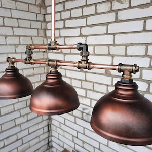 Industrial pendant ceiling light for kitchen. Rustic pendant chandelier.