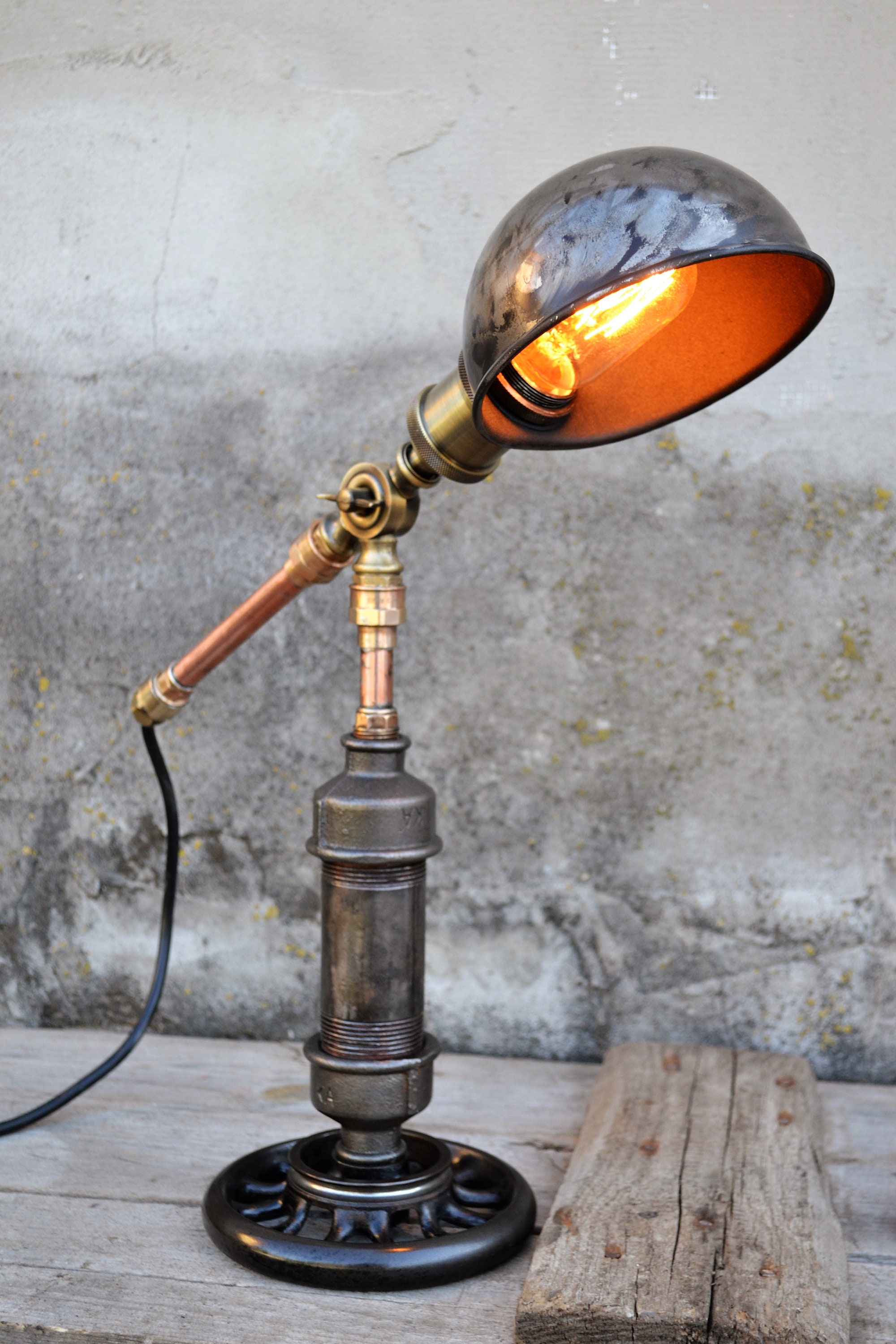 Rustic Industrial Table Lamp Table Light Work Light Steampunk Etsy