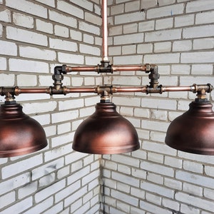 Industrial chandelier with 3 bulbs steampunk pendant lamp for kitchen island, farmhouse chandeliers, bar light