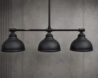 Black Pendant Light Fixture, 3 Light Kitchen Island Chandelier, Industrial Farmhouse Ceiling Lamp, Loft Lighting