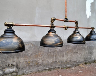 Custom Industrial Chandelier, Loft Style Ceiling Light, Rustic Pendant Lighting for Kitchen or Bar