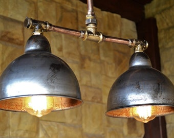 Industrial Chandelier, Rustic Ceiling Light, Steampunk Pendant Lighting for Dining Room or Kitchen Island