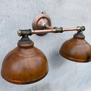 Rusty Wall Lamp Industrial Bathroom Sconce Rustic Bedside Light Handmade Steampunk Fixture Bedside Sconce