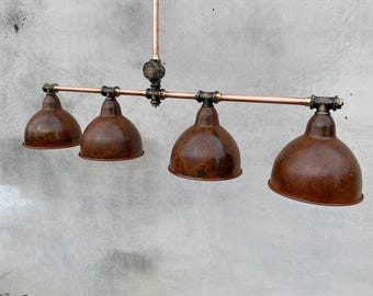 Lámpara de isla de cocina industrial, araña rústica de cobre, lámpara colgante de estilo granja, lámpara de comedor