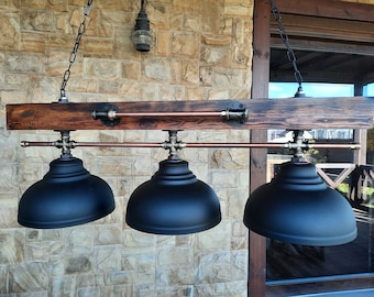 Wooden rustic pendant chandelier industrial pendant lighting for farmhouse Pendant lamp black ceiling light fixture