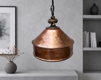Copper Pendant Light, Industrial Ceiling Light, Rustic Hanging Lamp, Farmhouse Kitchen Lighting.