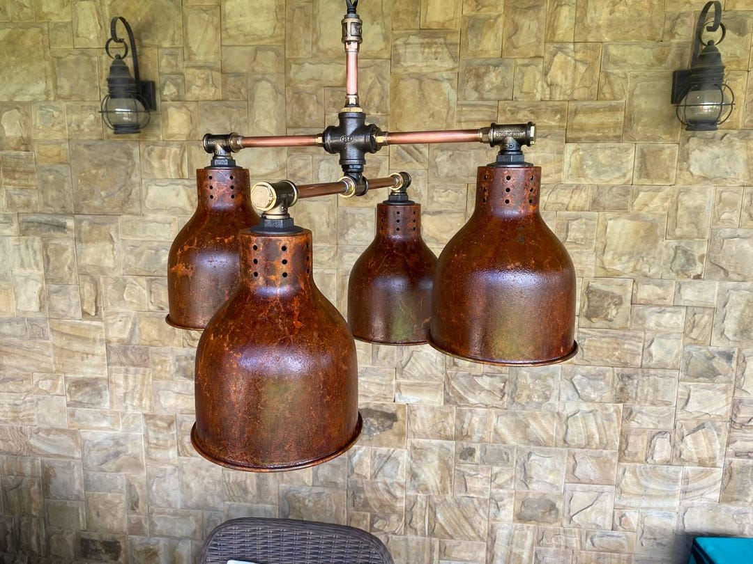 Rust Industrial Ceiling Chandelier, Farmhouse Pendant Light. - Etsy