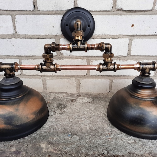 Rustic Industrial Copper Wall Light Etsy
