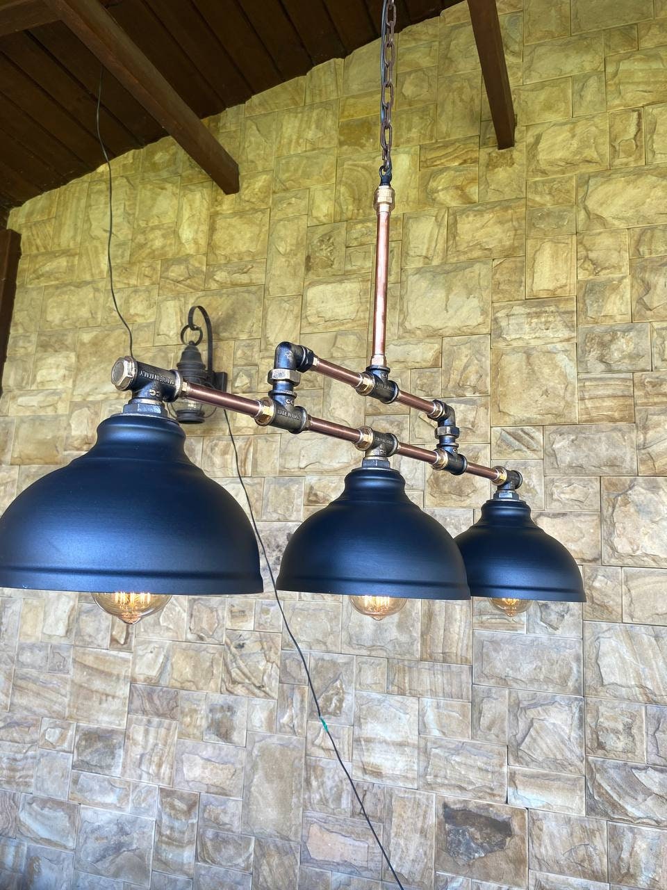 Rustic Black Pendant Industrial Light. Kitchen Island Lighting. - Etsy
